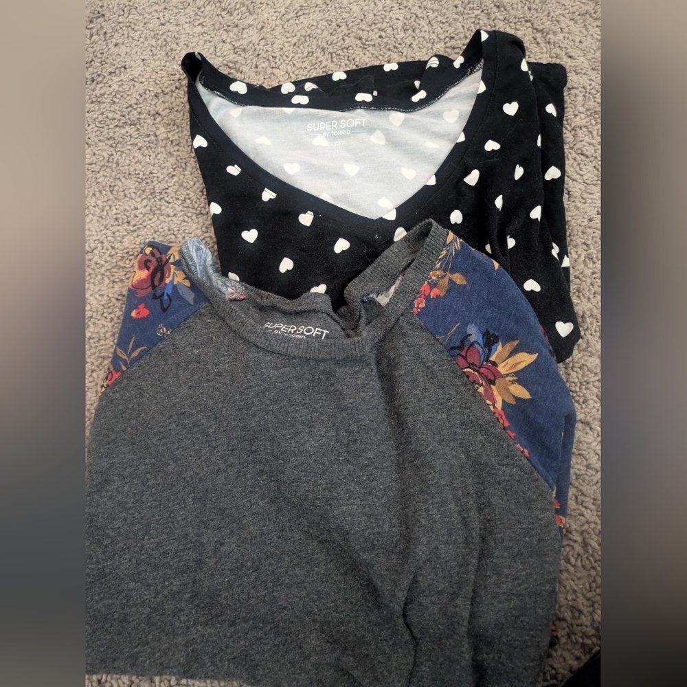 Super Soft Heart and Floral Print Tops